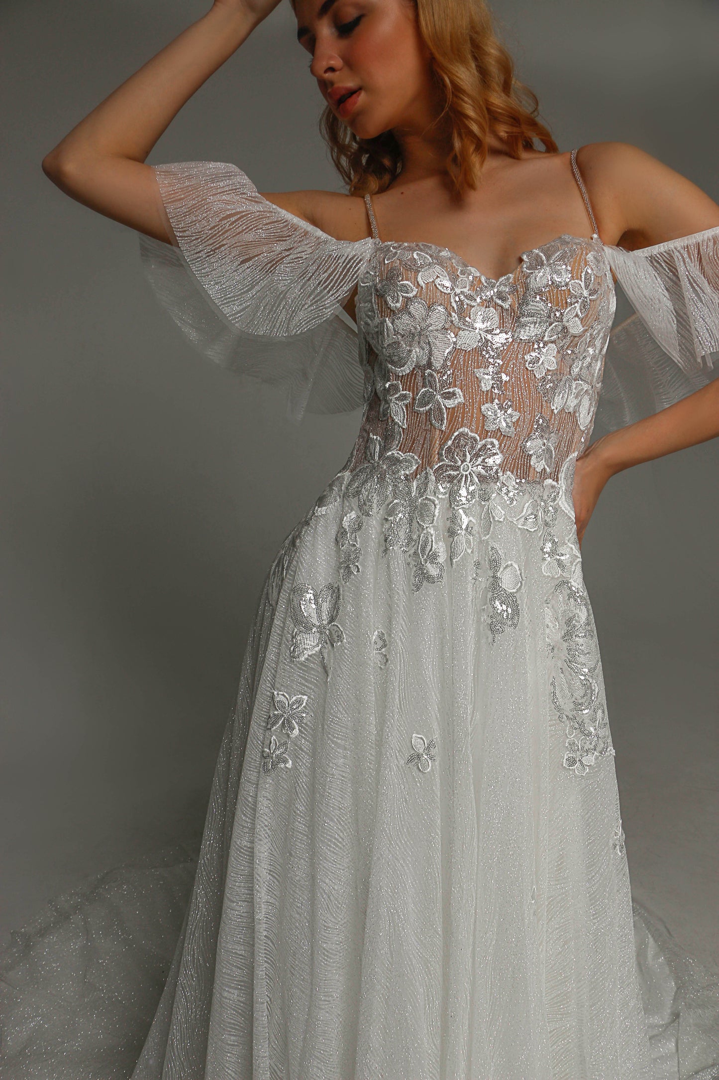 V0106,Bohemian Wedding dress, Tulle Wedding Dress