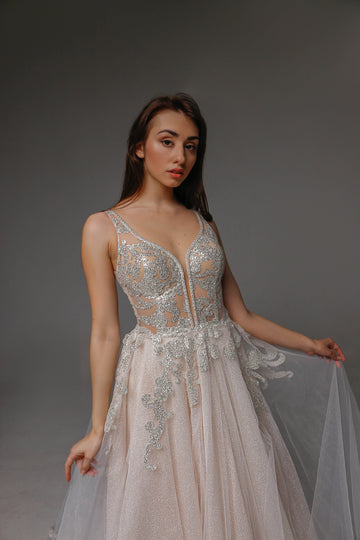 V0107 Tulle wedding dress, Boho Wedding Dress